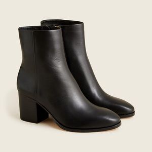 J.crew Sadie stacked-heel ankle boots in black leather. New without box. Size 8